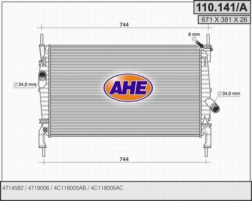 AHE 110.141/A - Radiatore, Raffreddamento motore www.autoricambi360.it