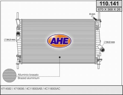 AHE 110.141 - Radiatore, Raffreddamento motore www.autoricambi360.it