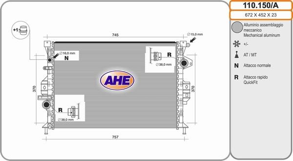AHE 110.150/A - Radiatore, Raffreddamento motore www.autoricambi360.it