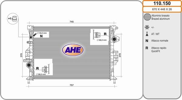 AHE 110.150 - Radiatore, Raffreddamento motore www.autoricambi360.it