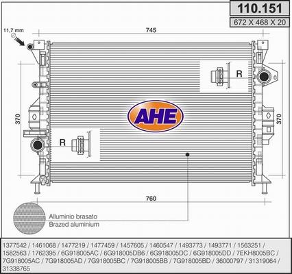 AHE 110.151 - Radiatore, Raffreddamento motore www.autoricambi360.it