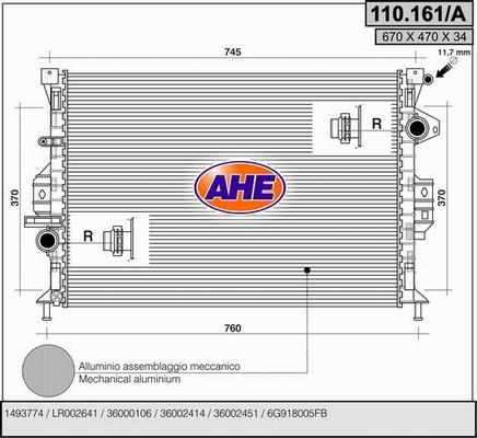 AHE 110.161/A - Radiatore, Raffreddamento motore www.autoricambi360.it