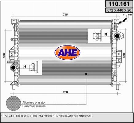 AHE 110.161 - Radiatore, Raffreddamento motore www.autoricambi360.it