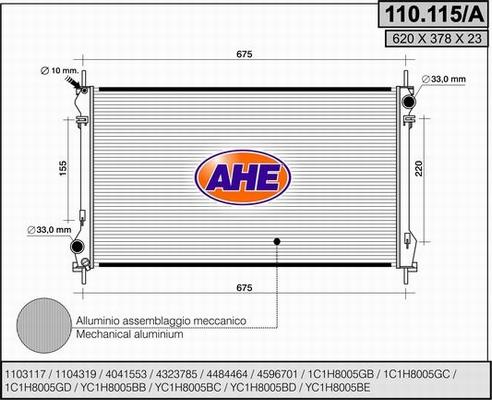 AHE 110.115/A - Radiatore, Raffreddamento motore www.autoricambi360.it
