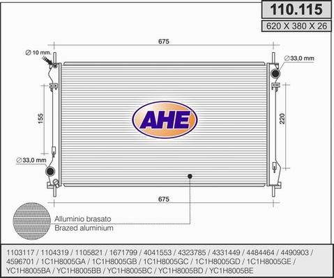 AHE 110.115 - Radiatore, Raffreddamento motore www.autoricambi360.it
