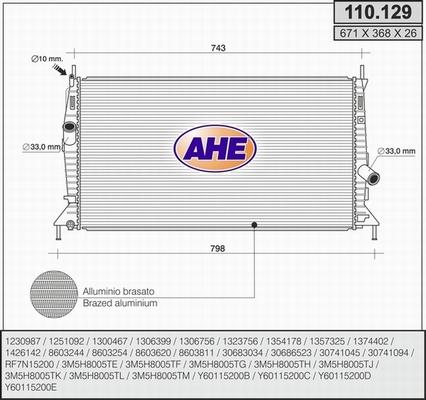 AHE 110.129 - Radiatore, Raffreddamento motore www.autoricambi360.it