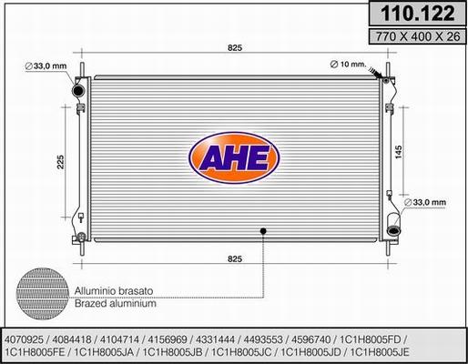 AHE 110.122 - Radiatore, Raffreddamento motore www.autoricambi360.it