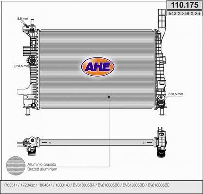 AHE 110.175 - Radiatore, Raffreddamento motore www.autoricambi360.it