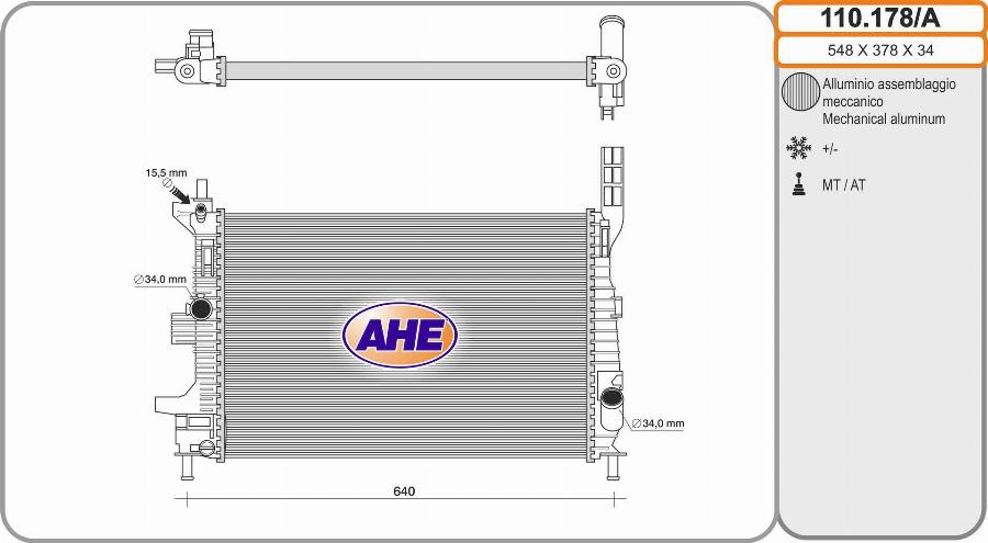 AHE 110.178/A - Radiatore, Raffreddamento motore www.autoricambi360.it
