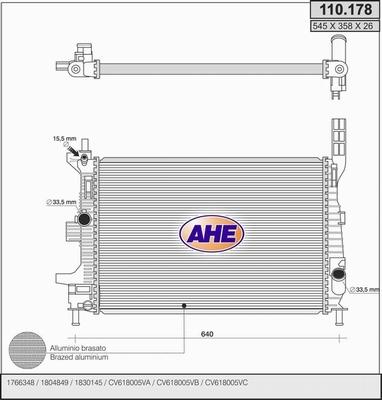 AHE 110.178 - Radiatore, Raffreddamento motore www.autoricambi360.it