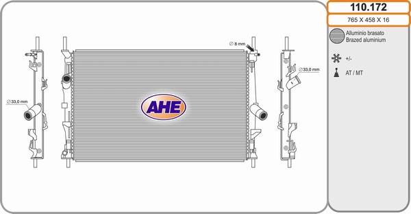 AHE 110.172 - Radiatore, Raffreddamento motore www.autoricambi360.it