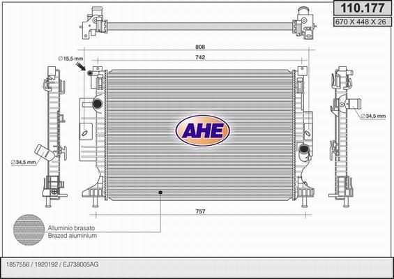 AHE 110.177 - Radiatore, Raffreddamento motore www.autoricambi360.it