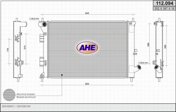 AHE 112.094 - Radiatore, Raffreddamento motore www.autoricambi360.it