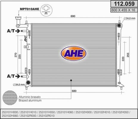 AHE 112.059 - Radiatore, Raffreddamento motore www.autoricambi360.it