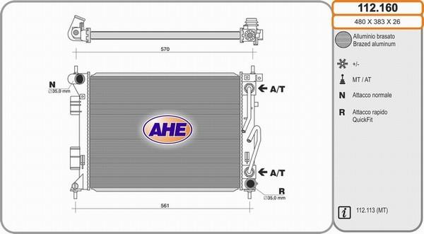 AHE 112.160 - Radiatore, Raffreddamento motore www.autoricambi360.it