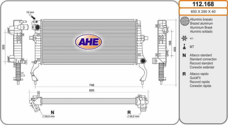 AHE 112.168 - Radiatore, Raffreddamento motore www.autoricambi360.it