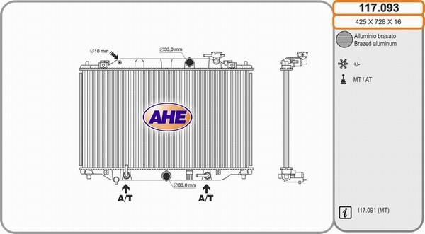 AHE 117.093 - Radiatore, Raffreddamento motore www.autoricambi360.it