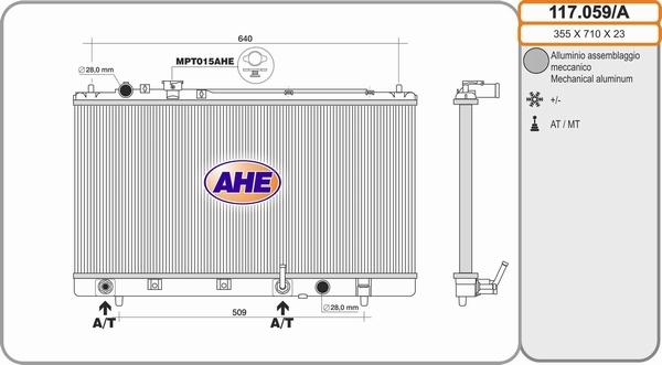 AHE 117.059/A - Radiatore, Raffreddamento motore www.autoricambi360.it