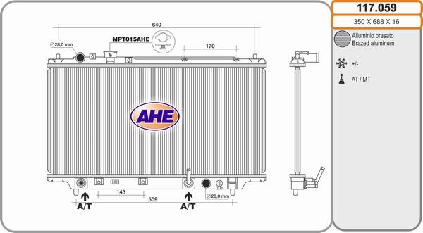AHE 117.059 - Radiatore, Raffreddamento motore www.autoricambi360.it