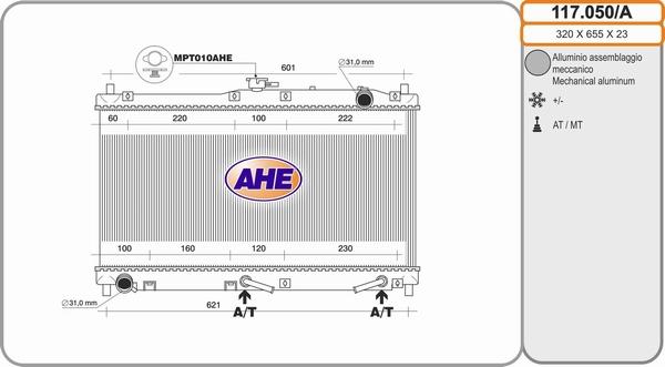 AHE 117.050/A - Radiatore, Raffreddamento motore www.autoricambi360.it