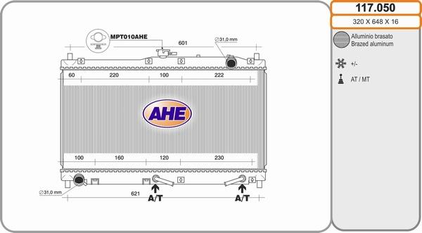 AHE 117.050 - Radiatore, Raffreddamento motore www.autoricambi360.it