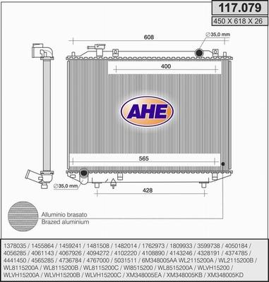 AHE 117.079 - Radiatore, Raffreddamento motore www.autoricambi360.it