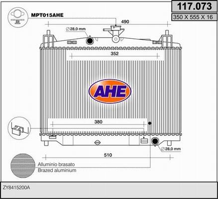 AHE 117.073 - Radiatore, Raffreddamento motore www.autoricambi360.it