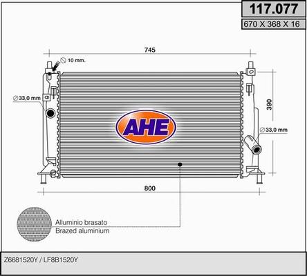 AHE 117.077 - Radiatore, Raffreddamento motore www.autoricambi360.it