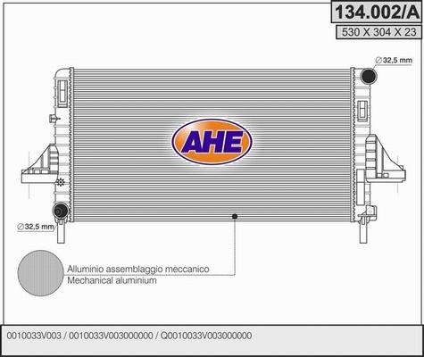 AHE 134.002/A - Radiatore, Raffreddamento motore www.autoricambi360.it