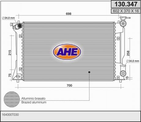 AHE 130.347 - Radiatore, Raffreddamento motore www.autoricambi360.it