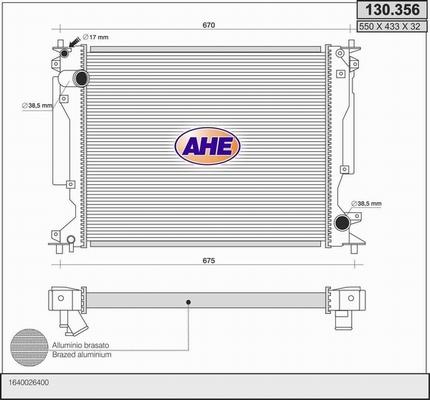 AHE 130.356 - Radiatore, Raffreddamento motore www.autoricambi360.it