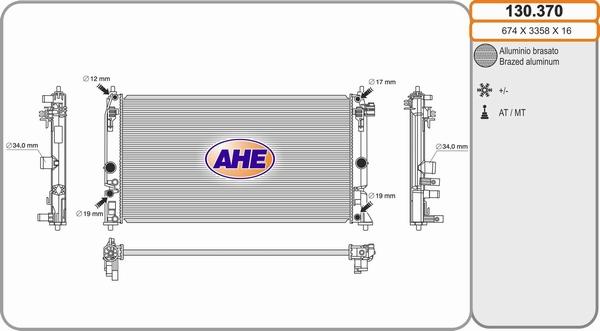 AHE 130.370 - Radiatore, Raffreddamento motore www.autoricambi360.it