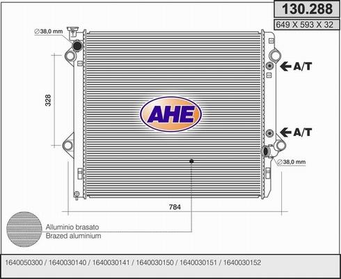 AHE 130.288 - Radiatore, Raffreddamento motore www.autoricambi360.it