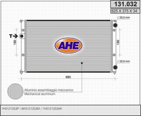 AHE 131.032 - Radiatore, Raffreddamento motore www.autoricambi360.it