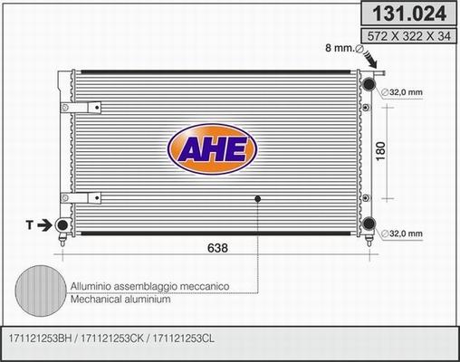 AHE 131.024 - Radiatore, Raffreddamento motore www.autoricambi360.it