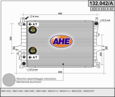 AHE 132.042/A - Radiatore, Raffreddamento motore www.autoricambi360.it