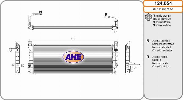 AHE 124.054 - Radiatore, Raffreddamento motore www.autoricambi360.it