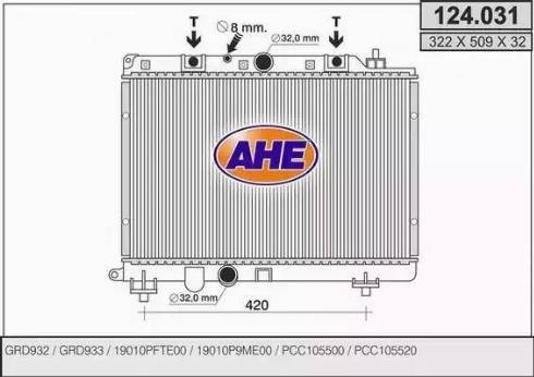 AHE 124.031 - Radiatore, Raffreddamento motore www.autoricambi360.it
