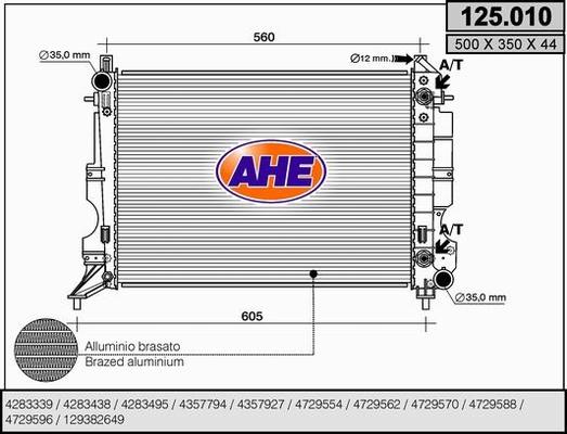 AHE 125.010 - Radiatore, Raffreddamento motore www.autoricambi360.it