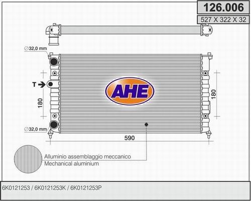 AHE 126.006 - Radiatore, Raffreddamento motore www.autoricambi360.it
