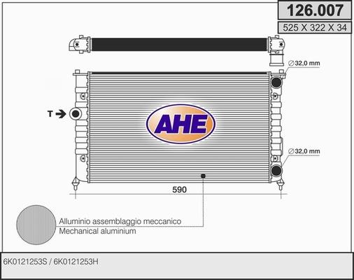 AHE 126.007 - Radiatore, Raffreddamento motore www.autoricambi360.it