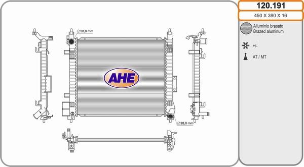AHE 120.191 - Radiatore, Raffreddamento motore www.autoricambi360.it