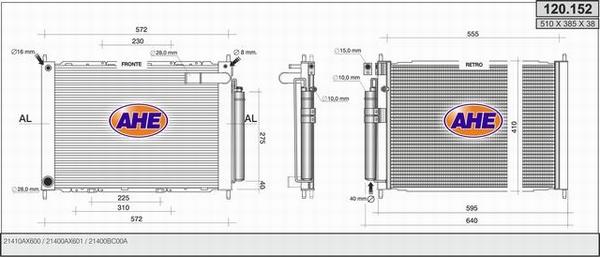 AHE 120.152 - Radiatore, Raffreddamento motore www.autoricambi360.it