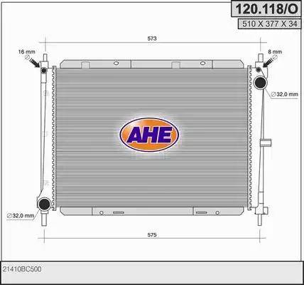 AHE 120.118/O - Radiatore, Raffreddamento motore www.autoricambi360.it