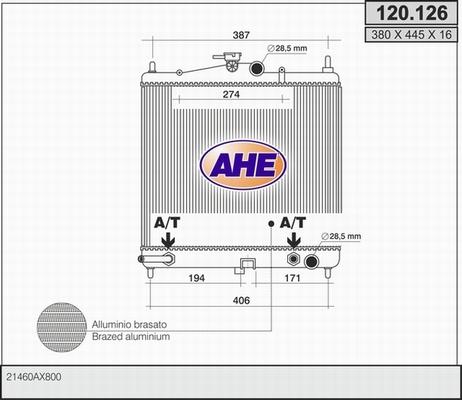 AHE 120.126 - Radiatore, Raffreddamento motore www.autoricambi360.it