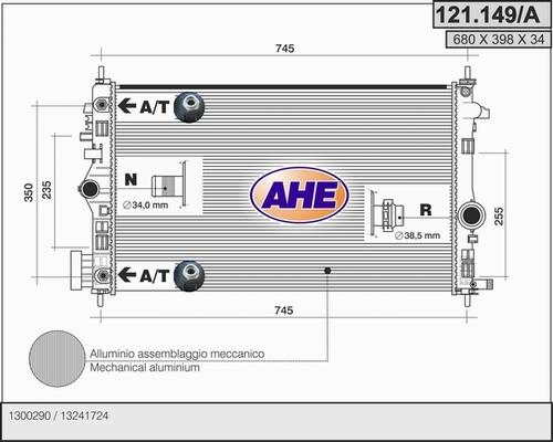 AHE 121.149/A - Radiatore, Raffreddamento motore www.autoricambi360.it