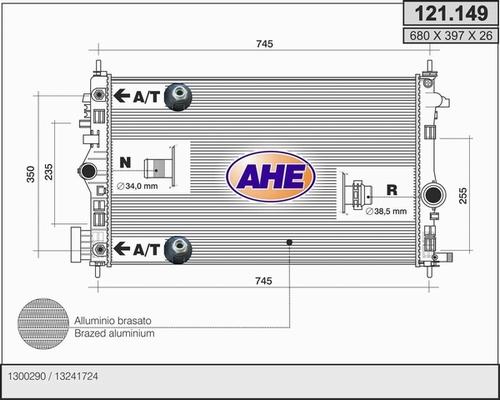 AHE 121.149 - Radiatore, Raffreddamento motore www.autoricambi360.it