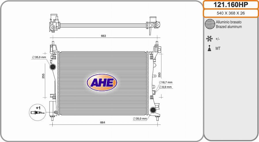 AHE 121.160HP - Radiatore, Raffreddamento motore www.autoricambi360.it