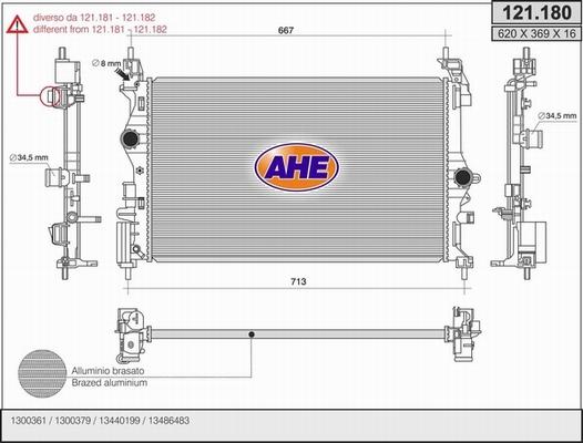 AHE 121.180 - Radiatore, Raffreddamento motore www.autoricambi360.it