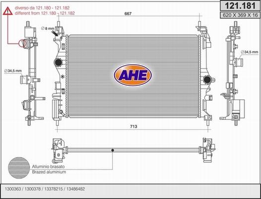 AHE 121.181 - Radiatore, Raffreddamento motore www.autoricambi360.it